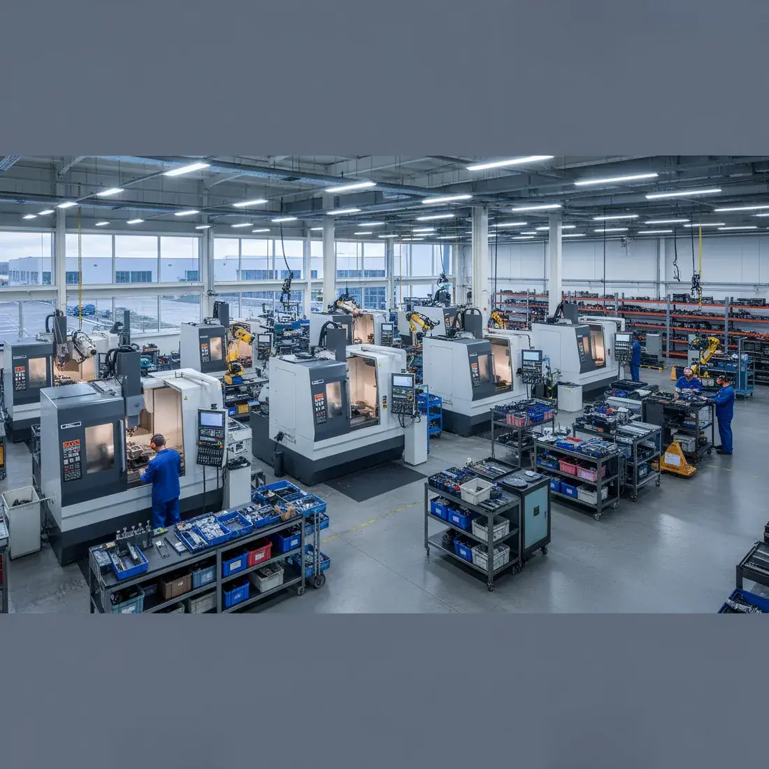 CNC machine shop producing precision engine components